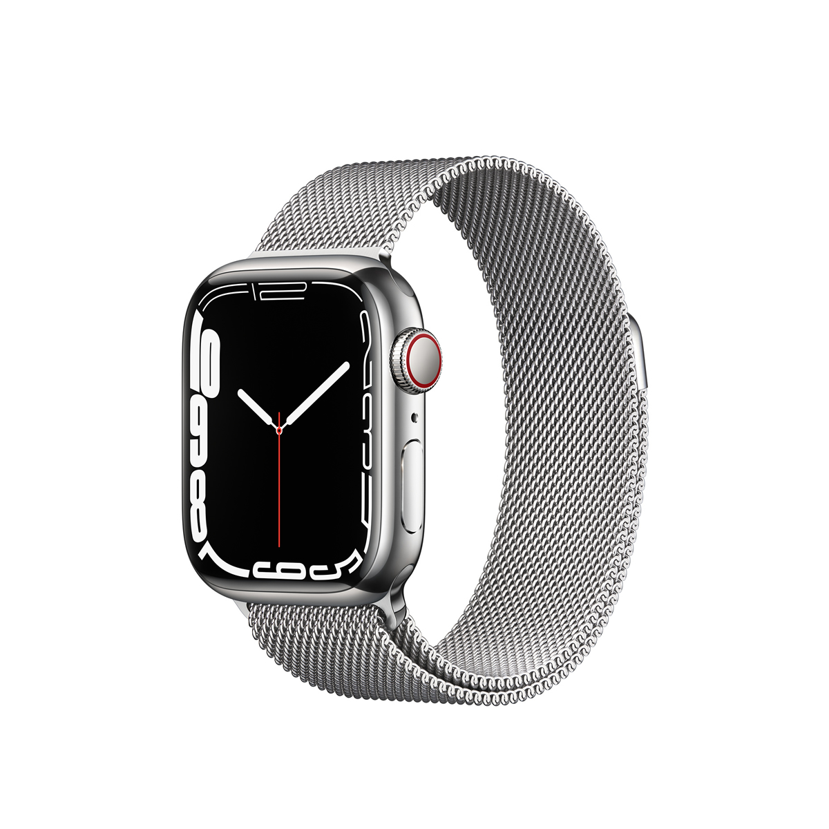 Apple Watch Series 7 GPS + Cellular, 41mm Silver Stainless Steel Case with Silver Milanese Loop